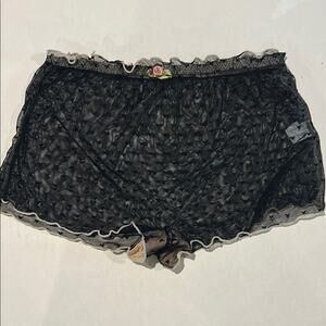 UnderWonders Vintage Mesh Shorts S | Heart Dot Tulle & Rose|Coquette Lingerie